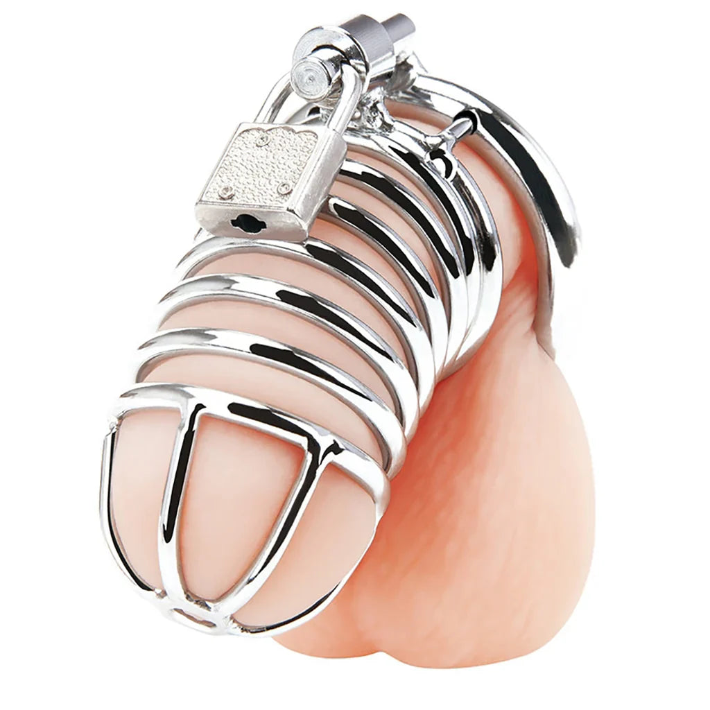 Blue Line Deluxe Steel Chastity Cage — Silver