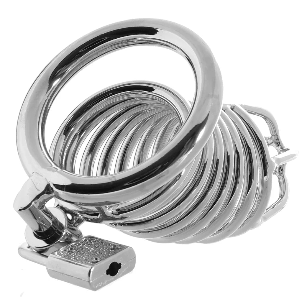 Blue Line Deluxe Steel Chastity Cage — Silver