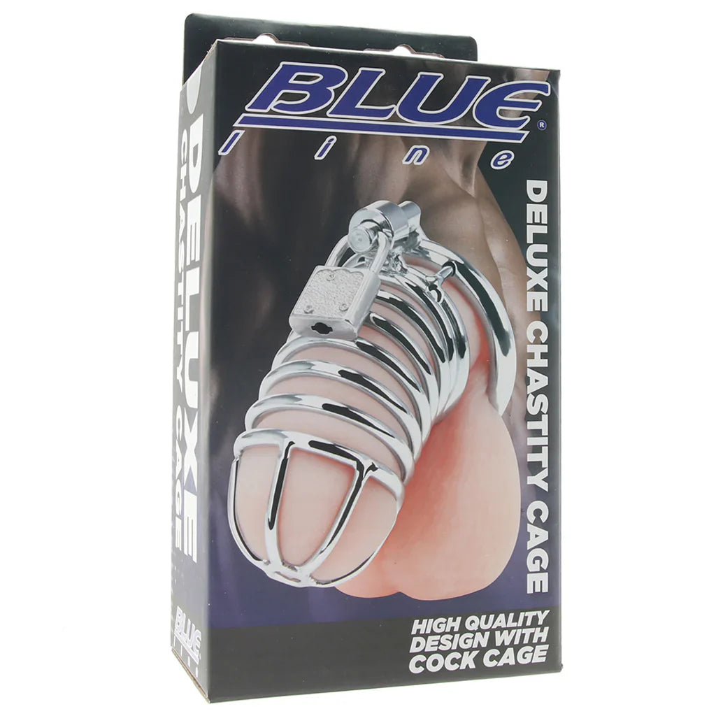 Blue Line Deluxe Steel Chastity Cage — Silver