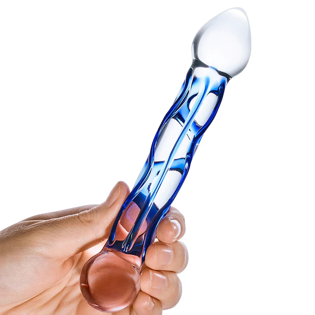 6.5" Full Tip Textured Glass Dildo