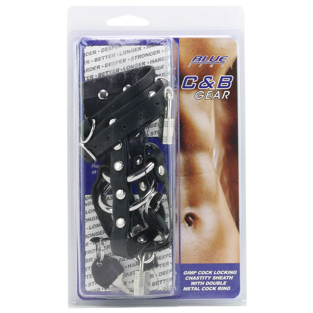 Blue Line Gimp Cock Chastity Sheath with C-Ring