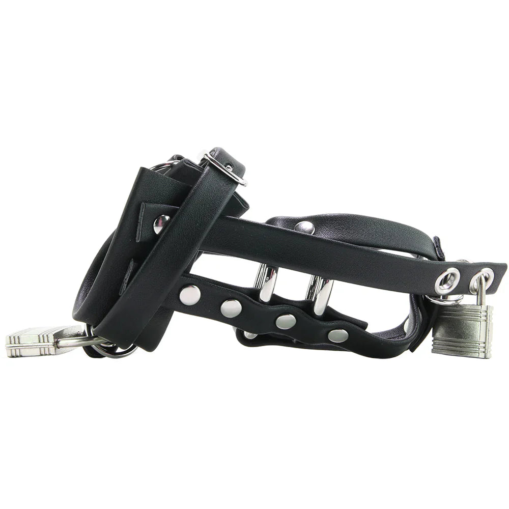 Blue Line Gimp Cock Chastity Sheath with C-Ring